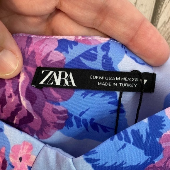 Zara NWT Floral A Line V Neck Cocktail Dress Size Medium. - Picture 3 of 7